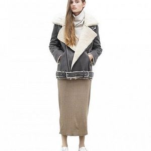 OAK+FORT grey jacket sherpa medium ACNE inspired